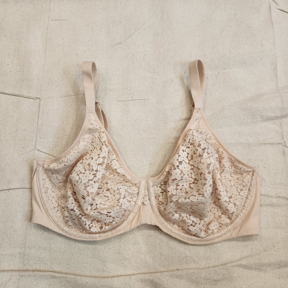 New Chantelle Group 617 Norah Full Coverage Underwire Bra Nude Beige 34DD Lace
